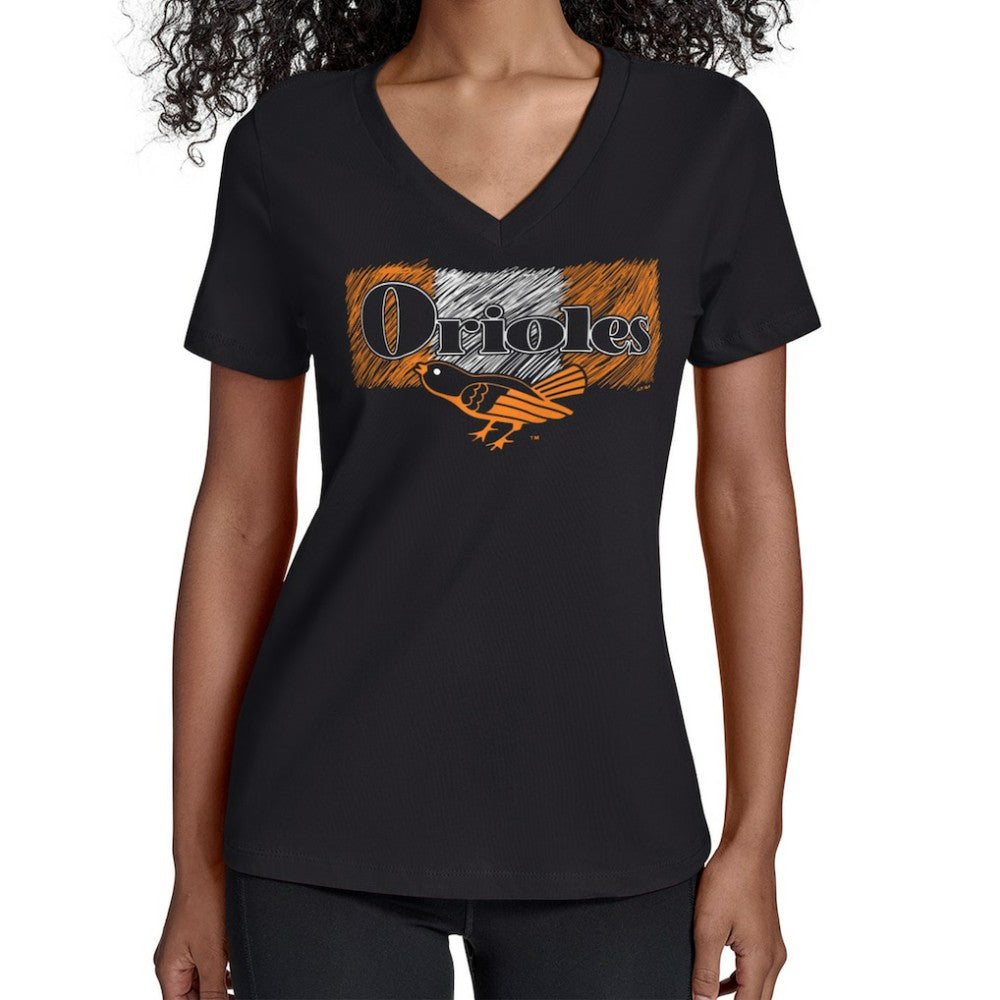 Baltimore Orioles Starter Women's Team Color Shading V-Neck T-Shirt - Black