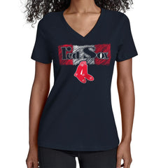 Boston Red Sox Starter Women's Team Color Shading V-Neck T-Shirt - Navy