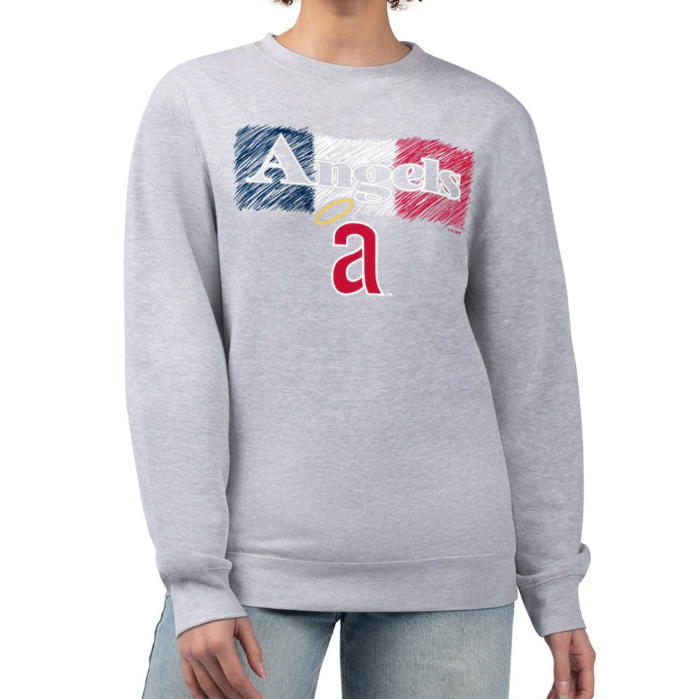 Los Angeles Angels Starter Women's Team Color Shading Fleece Pullover Sweatshirt - Gray