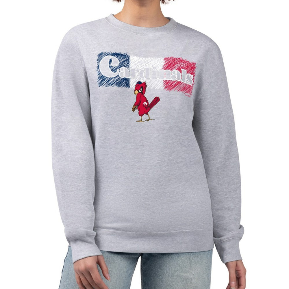 St. Louis Cardinals Starter Women's Team Color Shading Fleece Pullover Sweatshirt - Gray