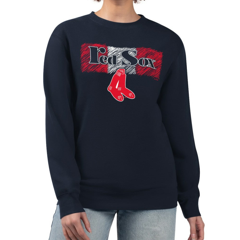 Boston Red Sox Starter Women's Team Color Shading Fleece Pullover Sweatshirt - Navy