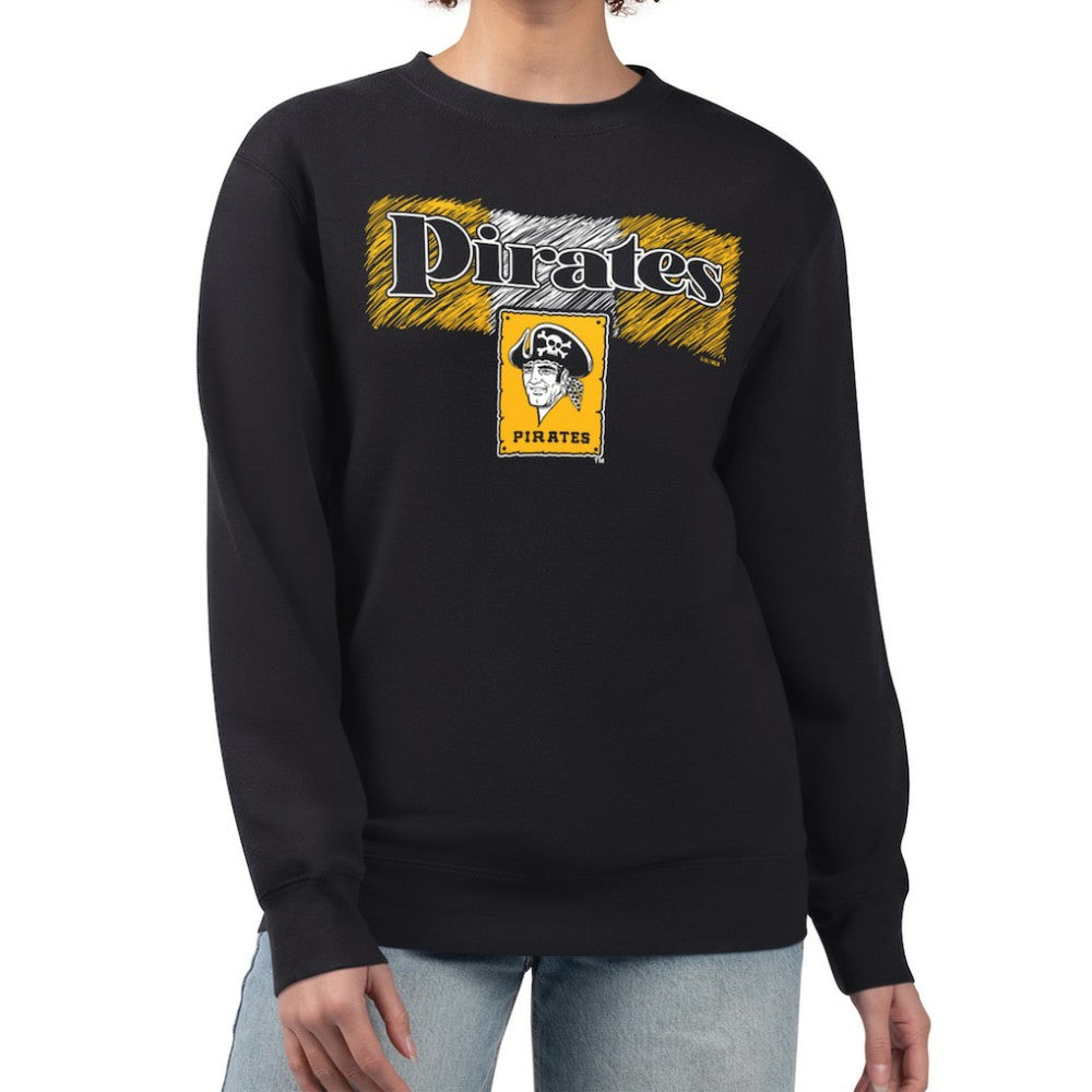 Pittsburgh Pirates Starter Women's Team Color Shading Fleece Pullover Sweatshirt - Black