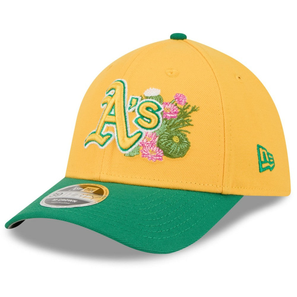 Athletics 2026 Spring Training M-Crown 39THIRTY Flex Hat - Gold/Green | New Era