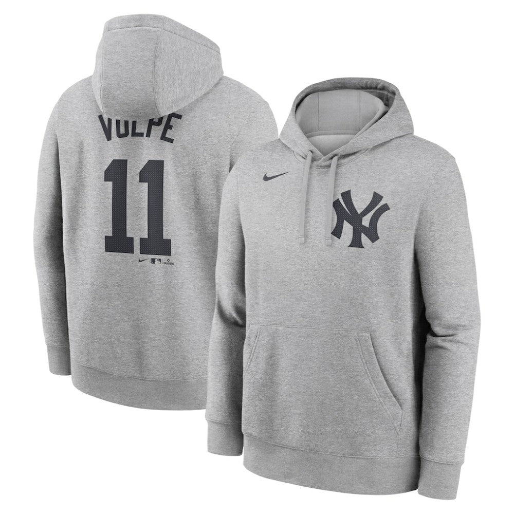 Anthony Volpe New York Yankees Player Name & Number Club Fleece Pullover Hoodie - Heather Gray | Nike