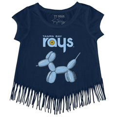 Tampa Bay Rays Tiny Turnip Girls Youth Balloon Dog Fringe T-Shirt - Navy