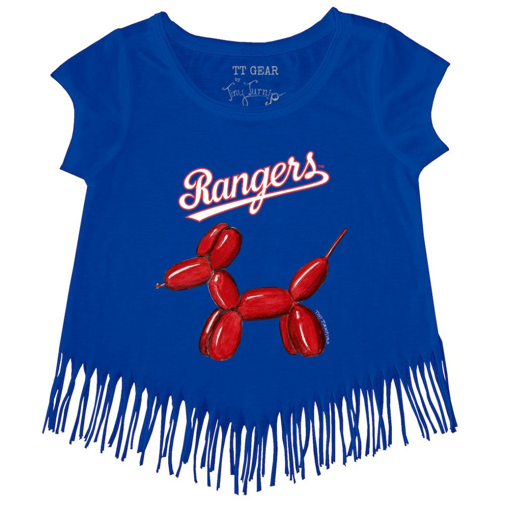 Texas Rangers Tiny Turnip Girls Youth Balloon Dog Fringe T-Shirt - Royal