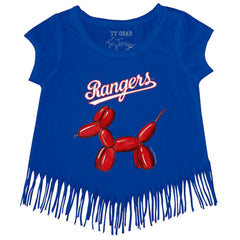 Texas Rangers Tiny Turnip Girls Youth Balloon Dog Fringe T-Shirt - Royal