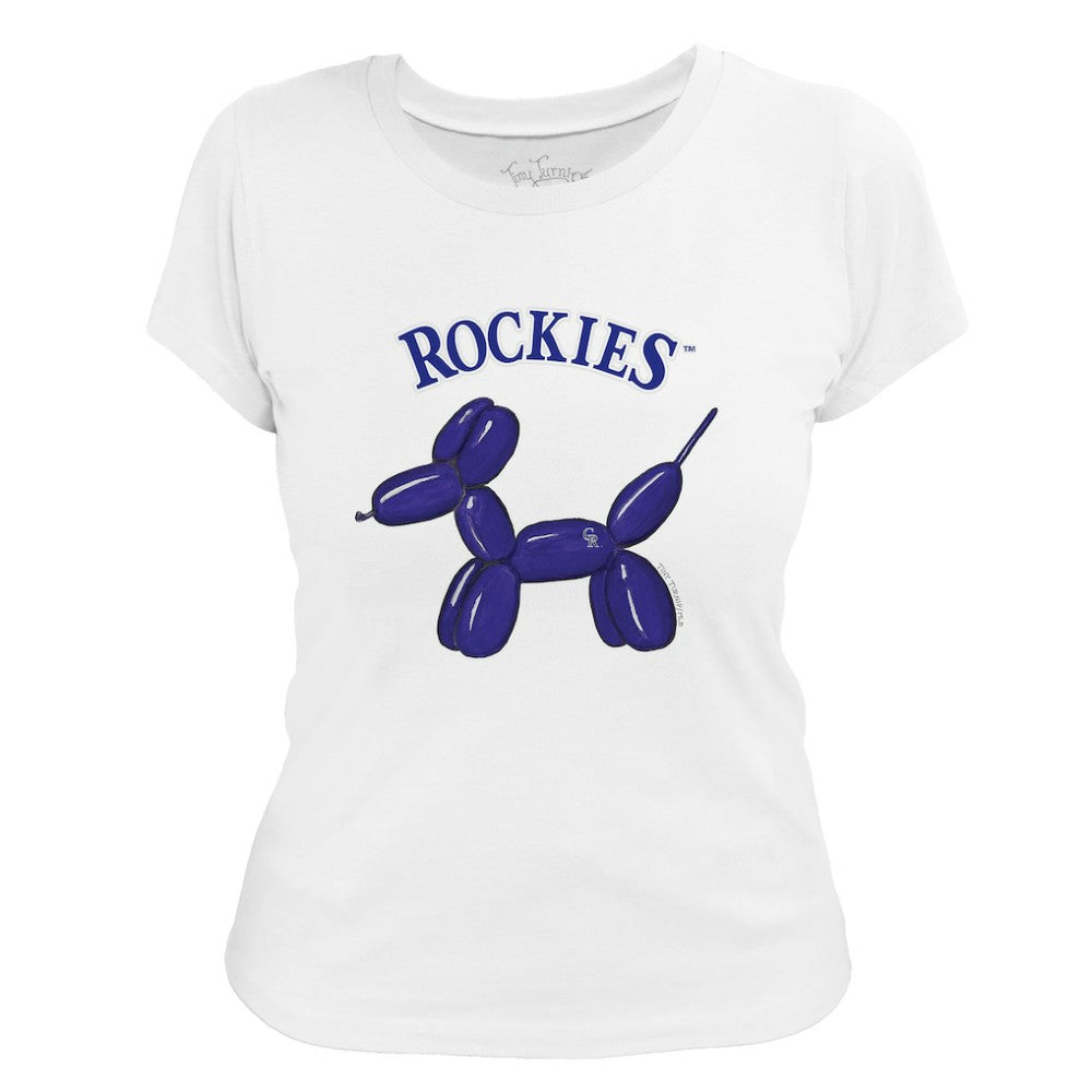 Colorado Rockies Tiny Turnip Women's Balloon Dog T-Shirt - White