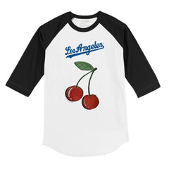 Los Angeles Dodgers Tiny Turnip Youth Cherries 3/4-Sleeve Raglan Baseball T-Shirt - White