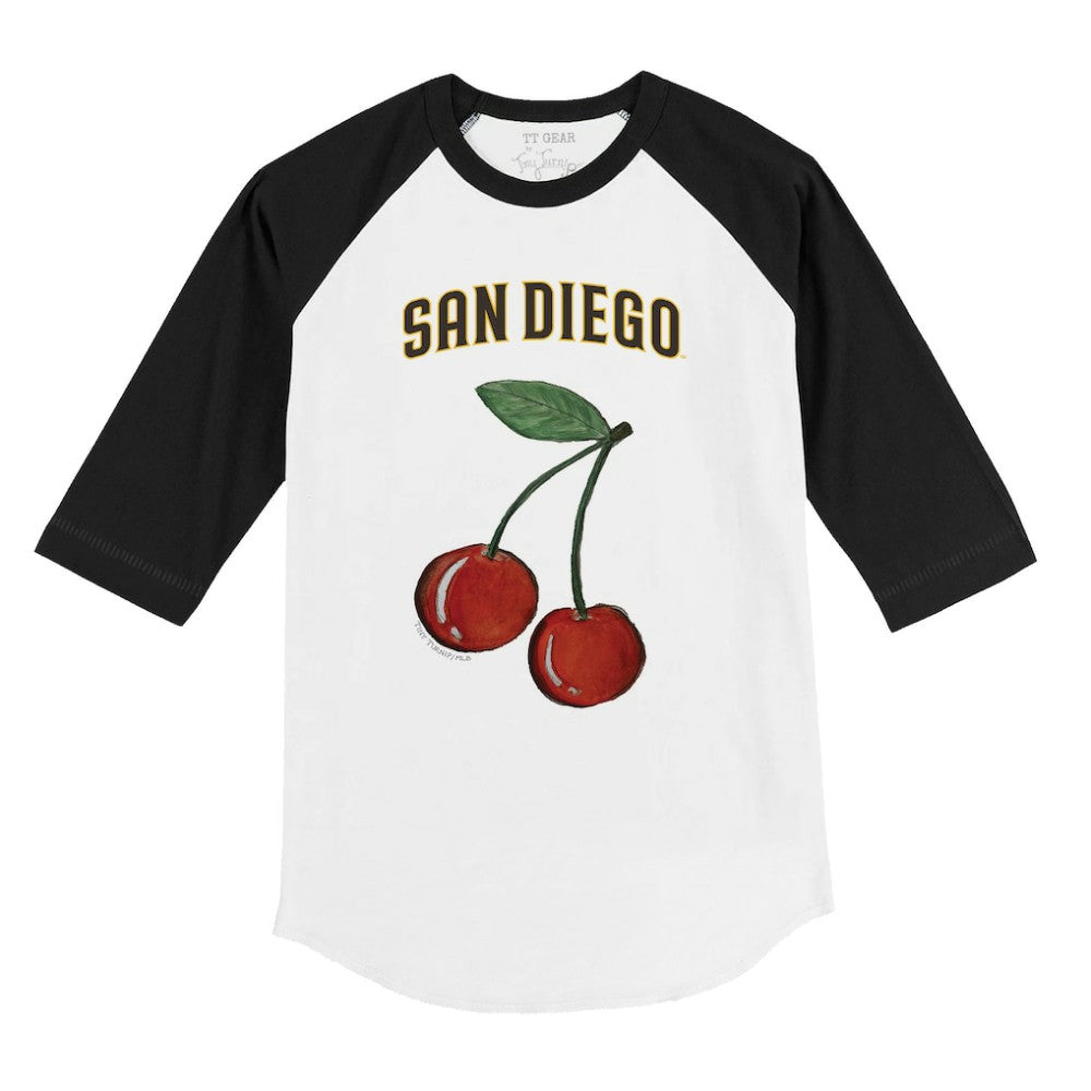San Diego Padres Tiny Turnip Youth Cherries 3/4-Sleeve Raglan Baseball T-Shirt - White