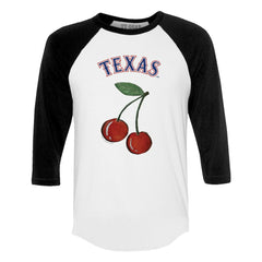 Texas Rangers Tiny Turnip Women's Cherries 3/4-Sleeve Raglan Baseball T-Shirt - White