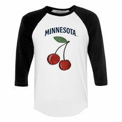 Minnesota Twins Tiny Turnip Women's Cherries 3/4-Sleeve Raglan Baseball T-Shirt - White