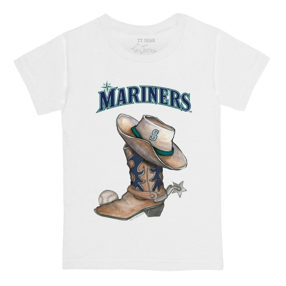 Seattle Mariners Tiny Turnip Youth Cowboy Boot T-Shirt - White