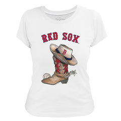 Boston Red Sox Tiny Turnip Women's Cowboy Boot T-Shirt - White