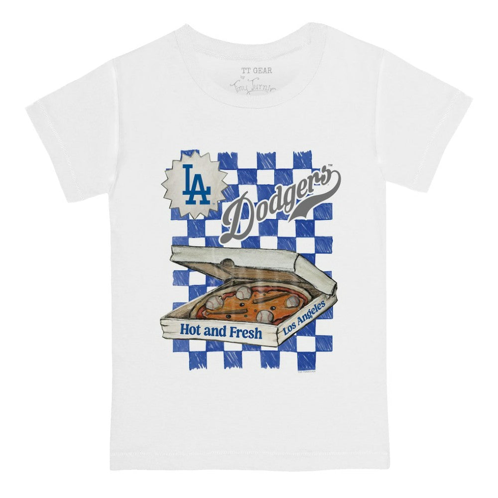 Los Angeles Dodgers Tiny Turnip Youth Pizza T-Shirt - White