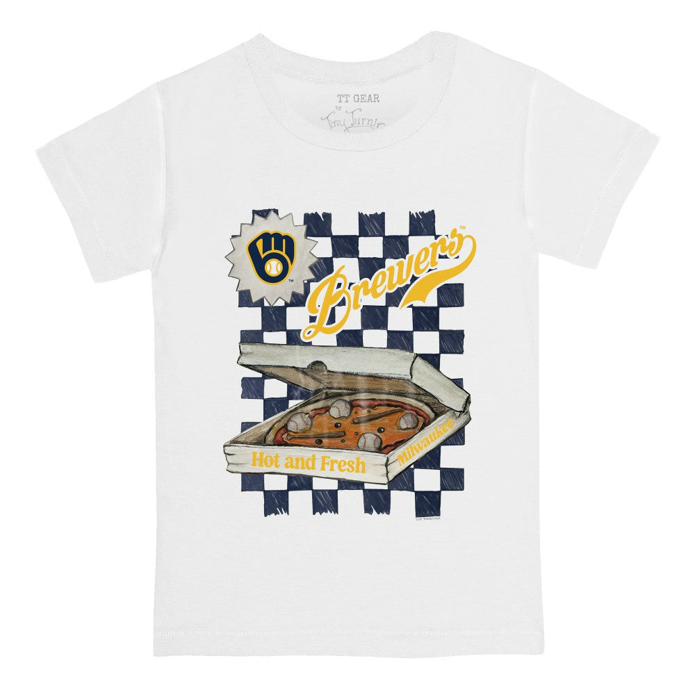 Milwaukee Brewers Tiny Turnip Youth Pizza T-Shirt - White