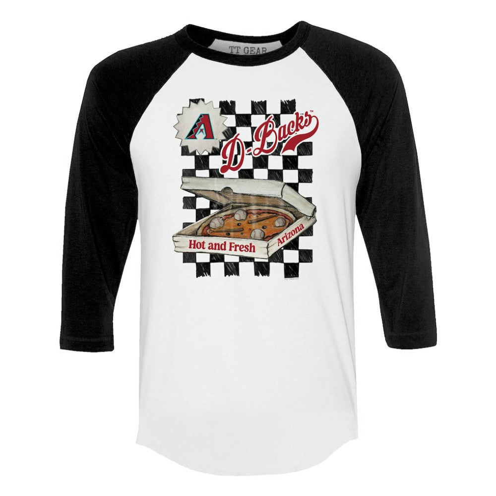 Arizona Diamondbacks Tiny Turnip Women's Pizza 3/4-Sleeve Raglan Baseball T-Shirt - White/Black
