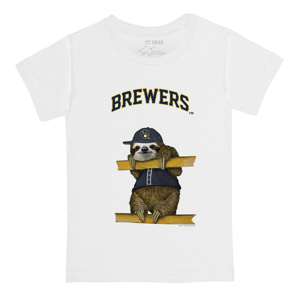 Milwaukee Brewers Tiny Turnip Youth Sloth T-Shirt - White