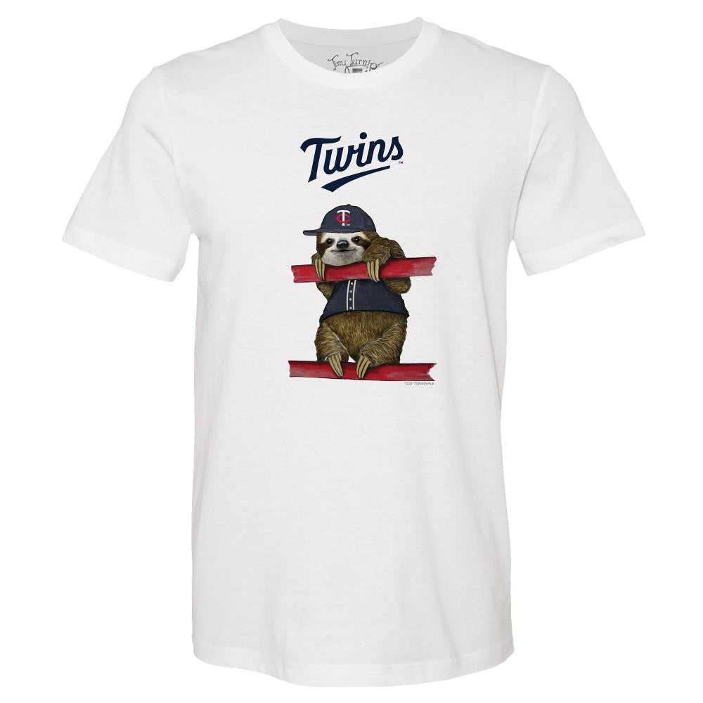 Minnesota Twins Tiny Turnip Unisex Sloth T-Shirt - White