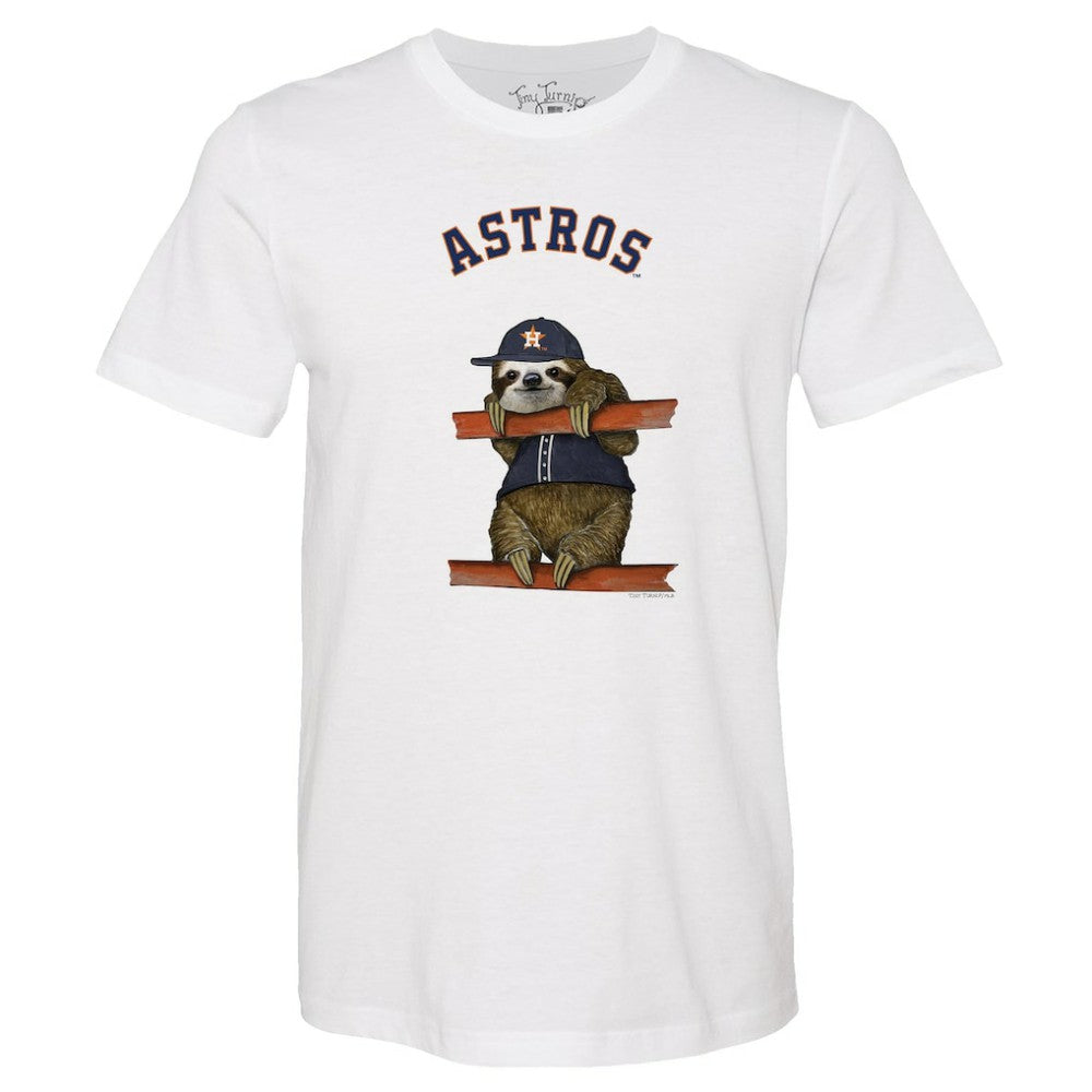 Houston Astros Tiny Turnip Unisex Sloth T-Shirt - White