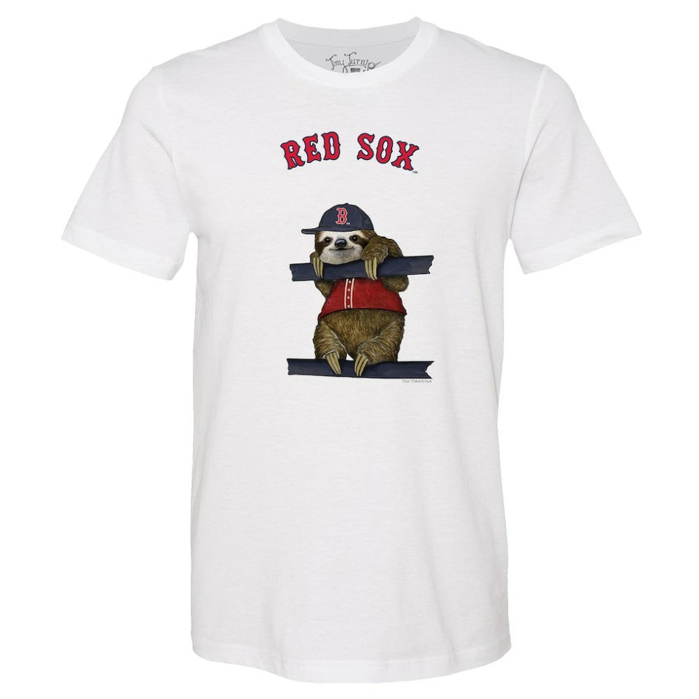 Boston Red Sox Tiny Turnip Unisex Sloth T-Shirt - White