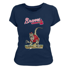 Atlanta Braves Tiny Turnip Women's Velociraptor T-Shirt - Navy