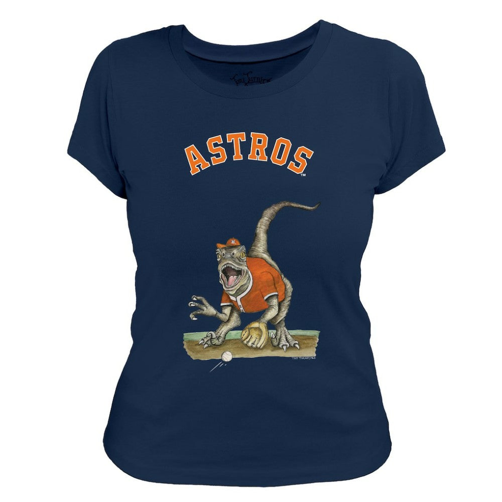Houston Astros Tiny Turnip Women's Velociraptor T-Shirt - Navy