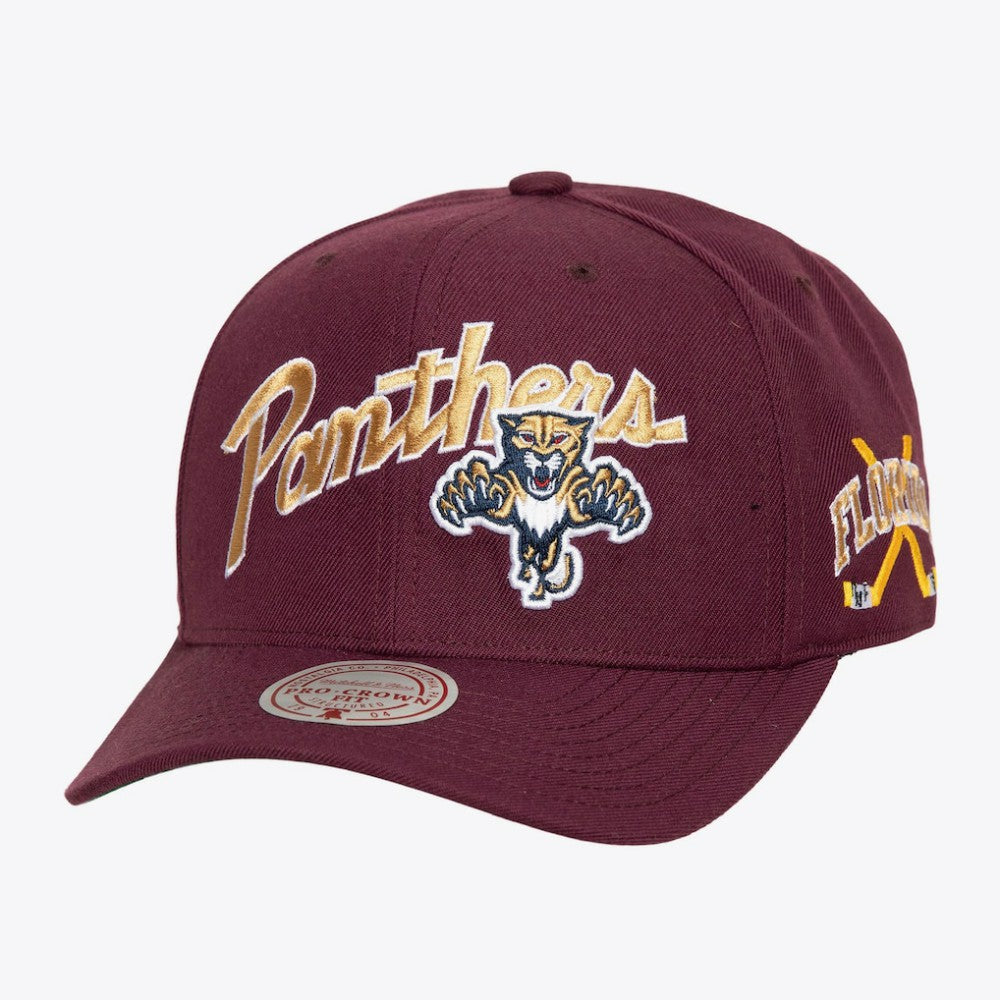 Florida Panthers Mitchell & Ness x Just Don Wave Script Pro Strapback Hat