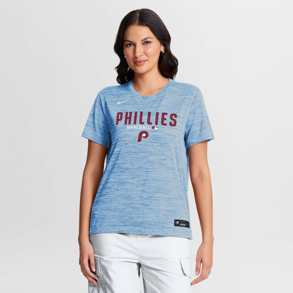 Philadelphia Phillies Women's Authentic Collection Alternate Logo Velocity Dri-FIT T-Shirt - Light Blue | Nike