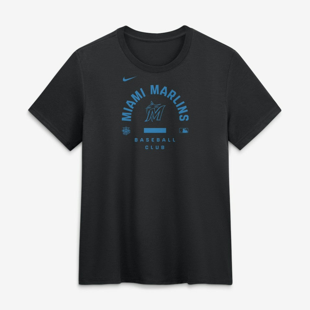 Miami Marlins Women's Authentic Collection Early Work Tri-Blend Dri-FIT T-Shirt - Black | Nike