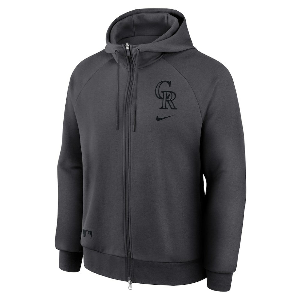 Colorado Rockies Authentic Collection Player Raglan Dri-FIT Full-Zip Hoodie - Anthracite | Nike