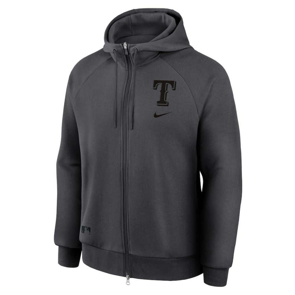 Texas Rangers Authentic Collection Player Raglan Dri-FIT Full-Zip Hoodie - Anthracite | Nike