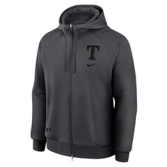 Texas Rangers Authentic Collection Player Raglan Dri-FIT Full-Zip Hoodie - Anthracite | Nike