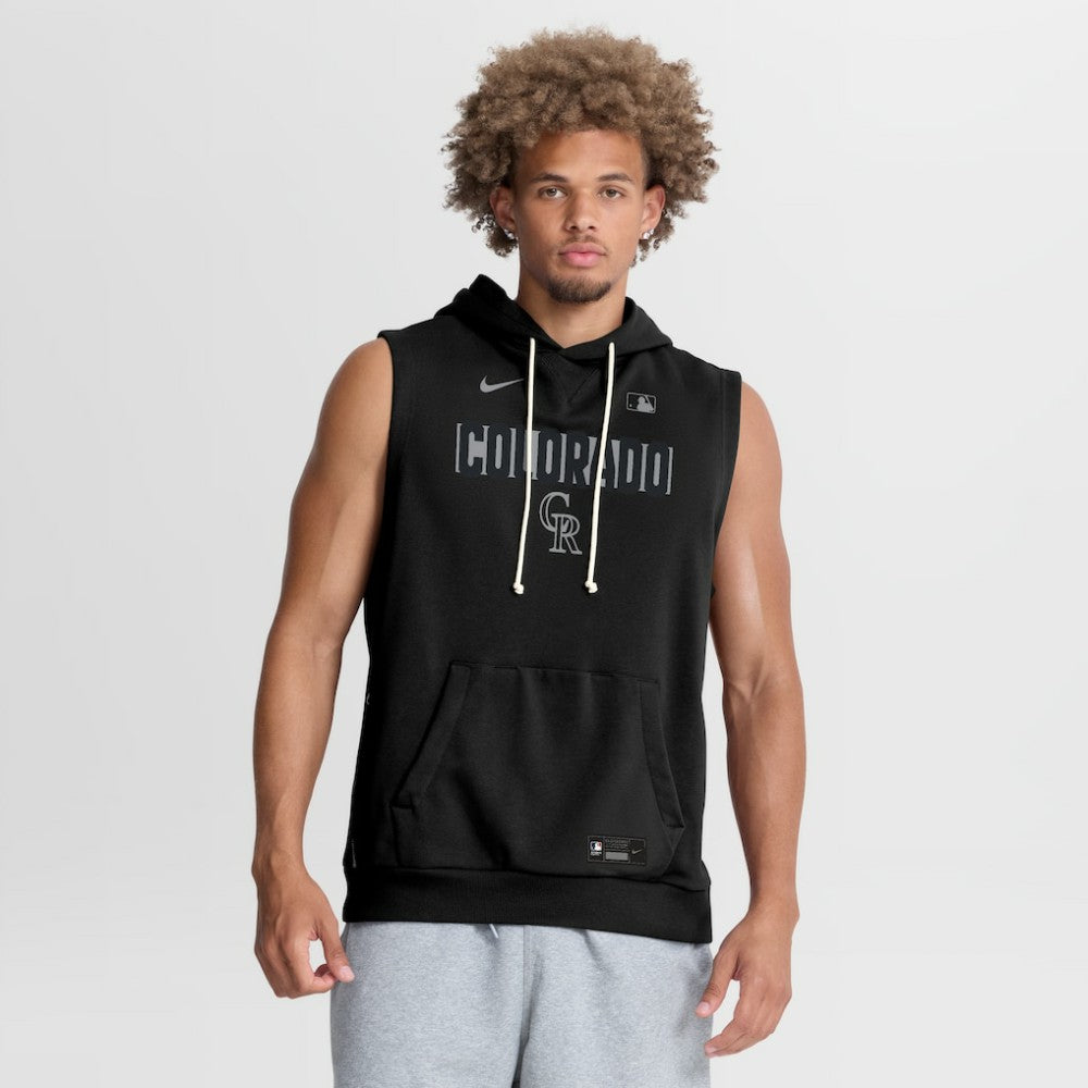 Colorado Rockies Authentic Collection Standard Issue Dri-FIT Sleeveless Hoodie - Black | Nike