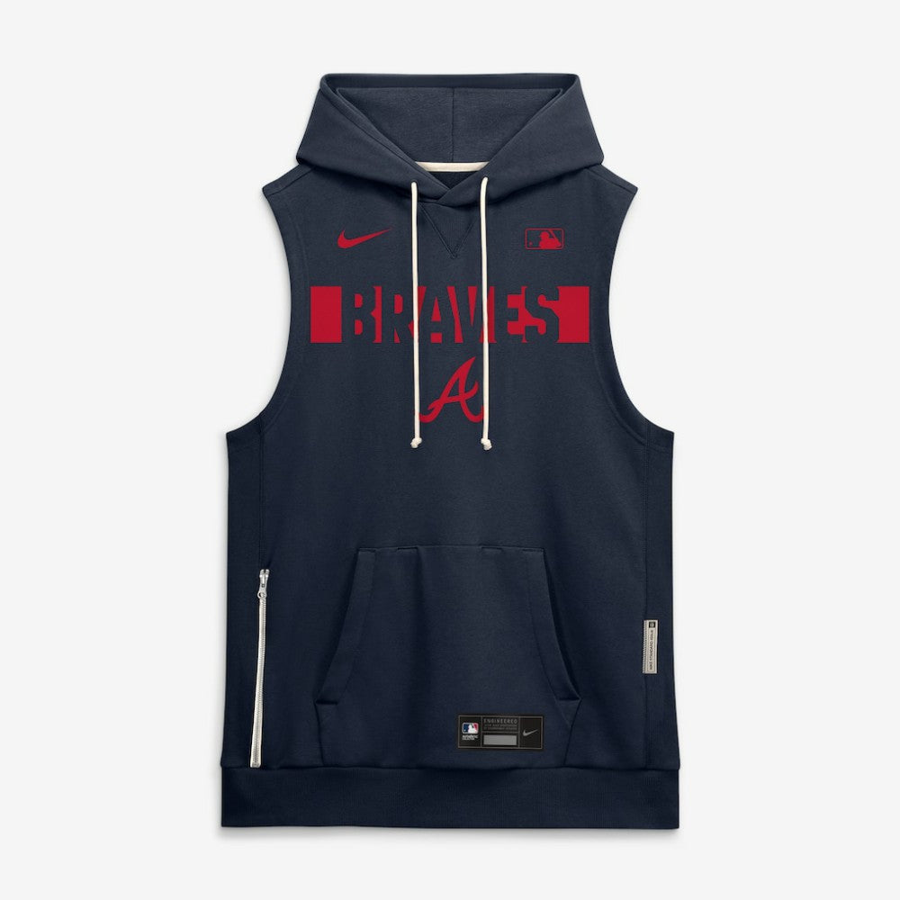 Atlanta Braves Authentic Collection Standard Issue Dri-FIT Sleeveless Hoodie - Navy | Nike