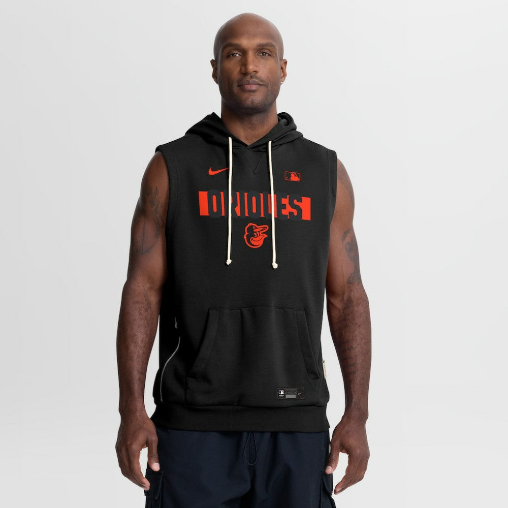 Baltimore Orioles Authentic Collection Standard Issue Dri-FIT Sleeveless Hoodie - Black | Nike
