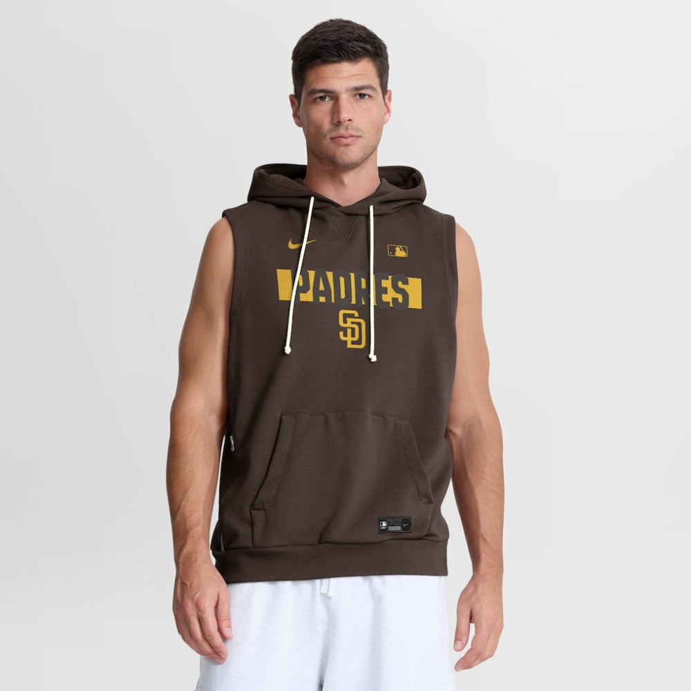 San Diego Padres Authentic Collection Standard Issue Dri-FIT Sleeveless Hoodie - Brown | Nike