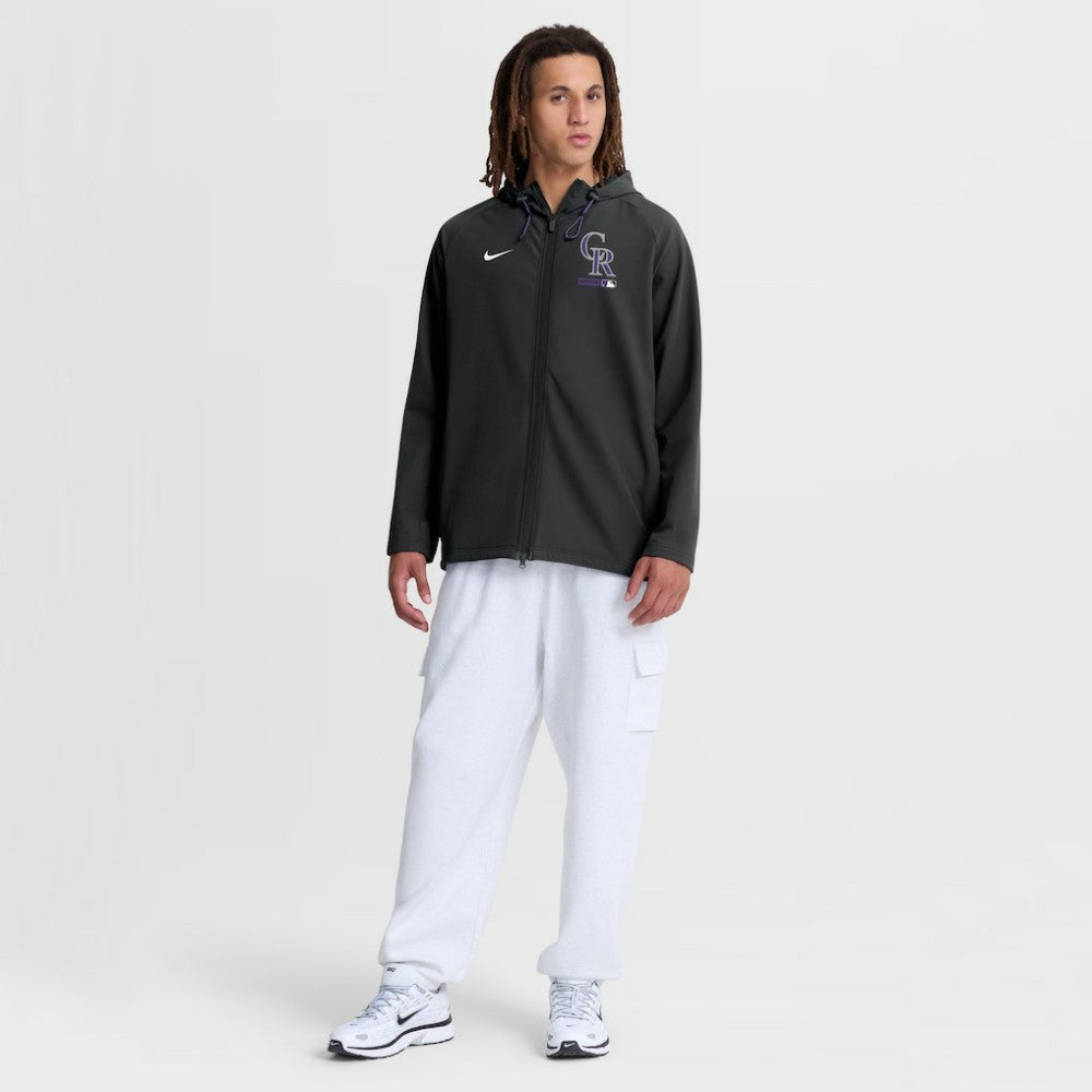 Colorado Rockies Authentic Collection Raglan Therma-FIT Full-Zip Hooded Jacket - Black | Nike