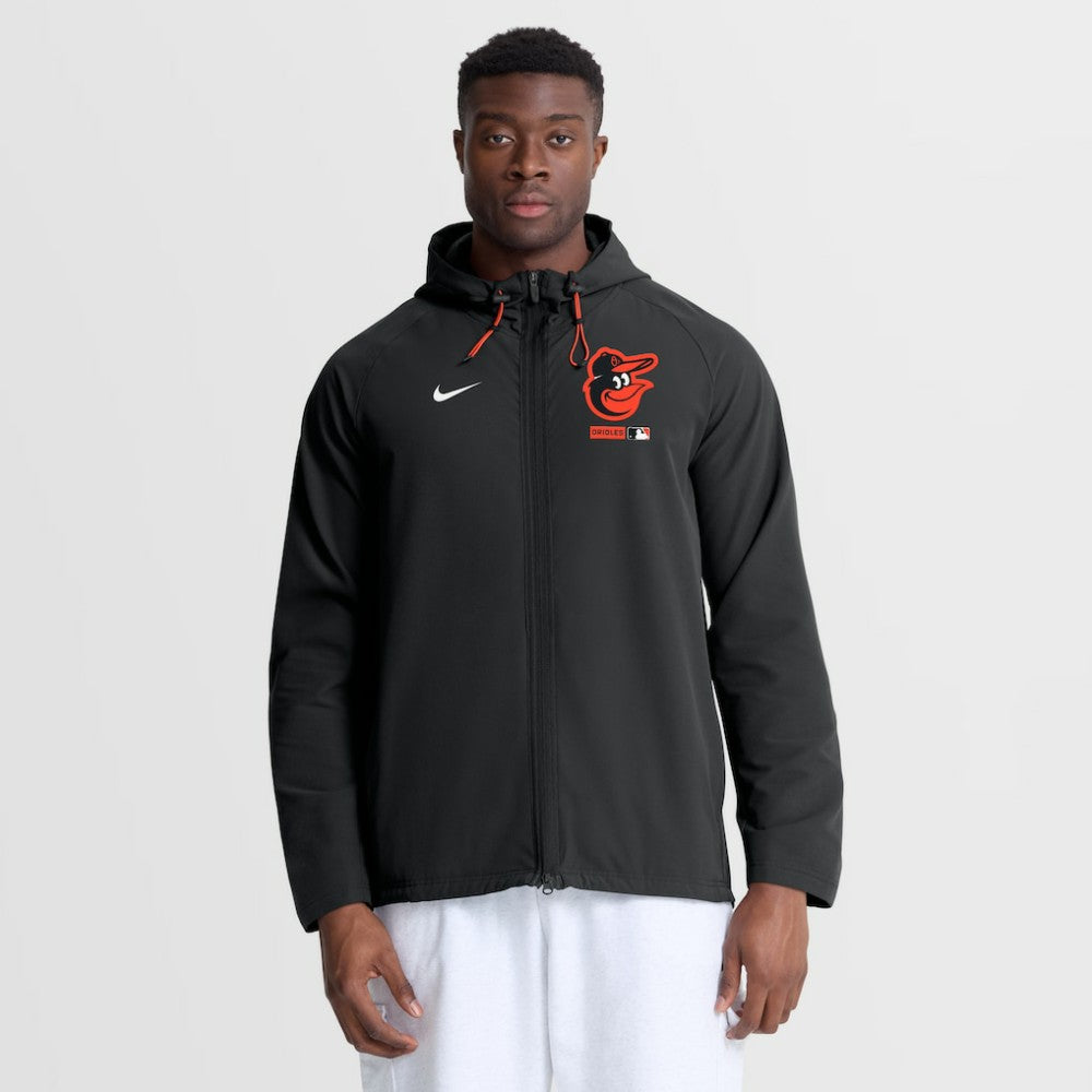 Baltimore Orioles Authentic Collection Raglan Therma-FIT Full-Zip Hooded Jacket - Black | Nike