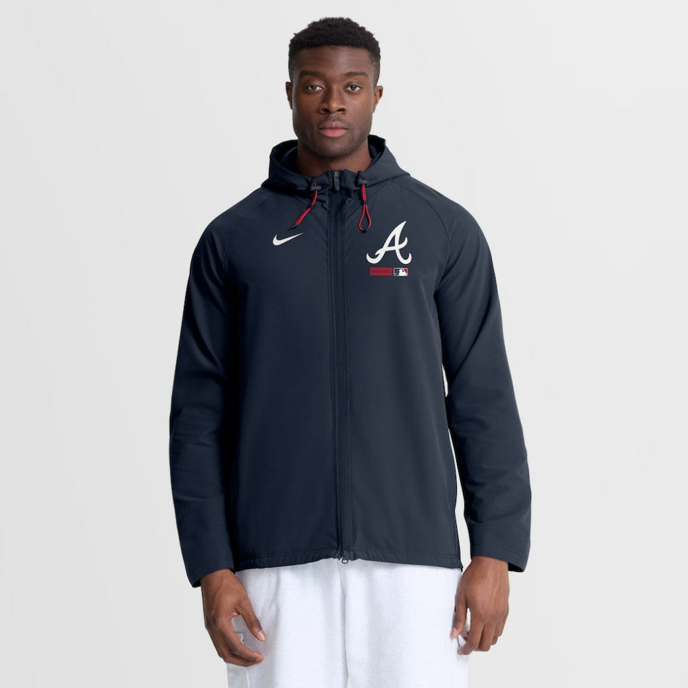 Atlanta Braves Authentic Collection Raglan Therma-FIT Full-Zip Hooded Jacket - Blue | Nike