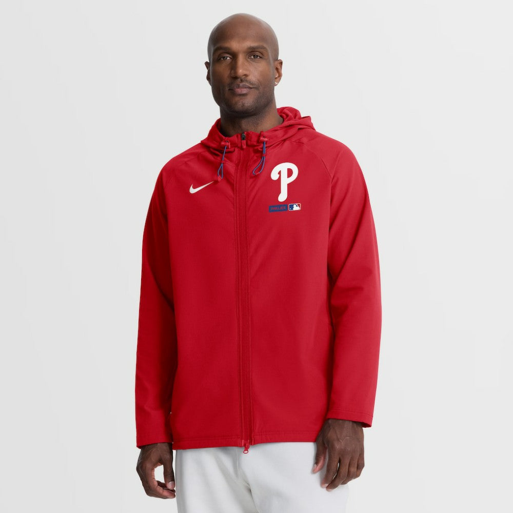 Philadelphia Phillies Authentic Collection Raglan Therma-FIT Full-Zip Hooded Jacket - Red | Nike