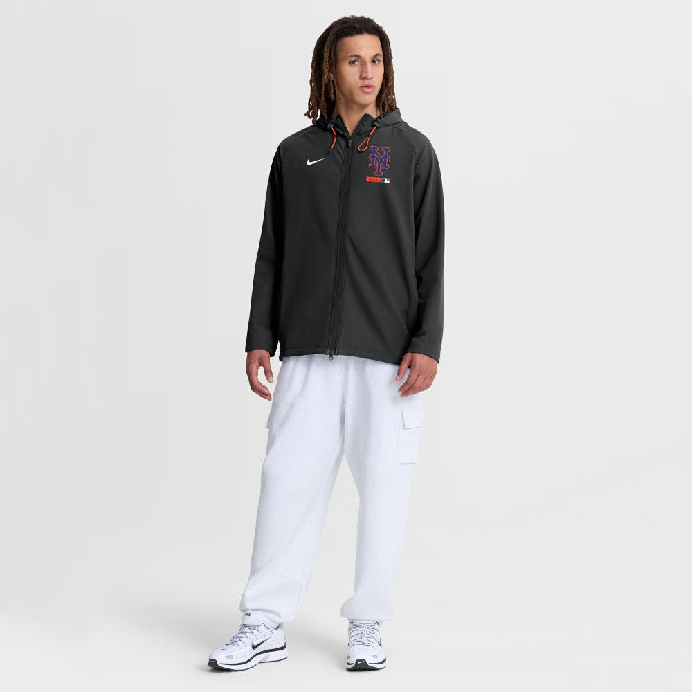 New York Mets Authentic Collection Raglan Therma-FIT Full-Zip Hooded Jacket - Black | Nike