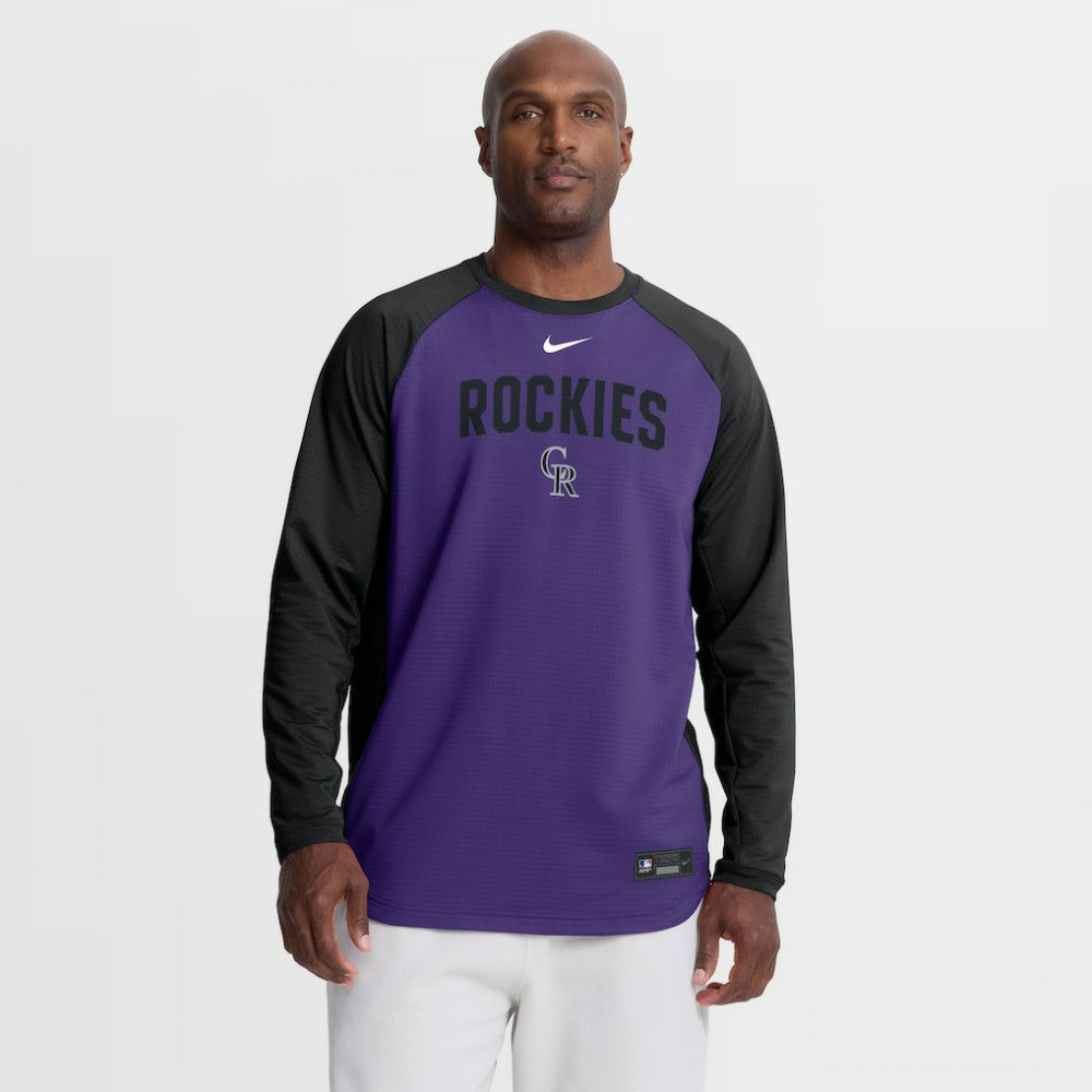 Colorado Rockies Authentic Collection Raglan Dri-FIT Sweatshirt - Purple | Nike