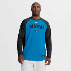 Miami Marlins Authentic Collection Raglan Dri-FIT Sweatshirt - Blue | Nike