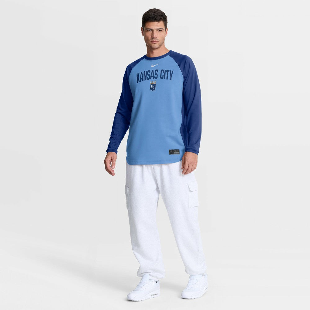 Kansas City Royals Authentic Collection Raglan Dri-FIT Sweatshirt - Light Blue | Nike