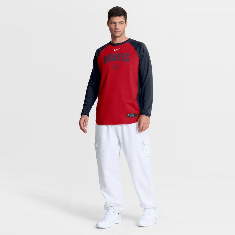 Atlanta Braves Authentic Collection Raglan Dri-FIT Sweatshirt - Red | Nike