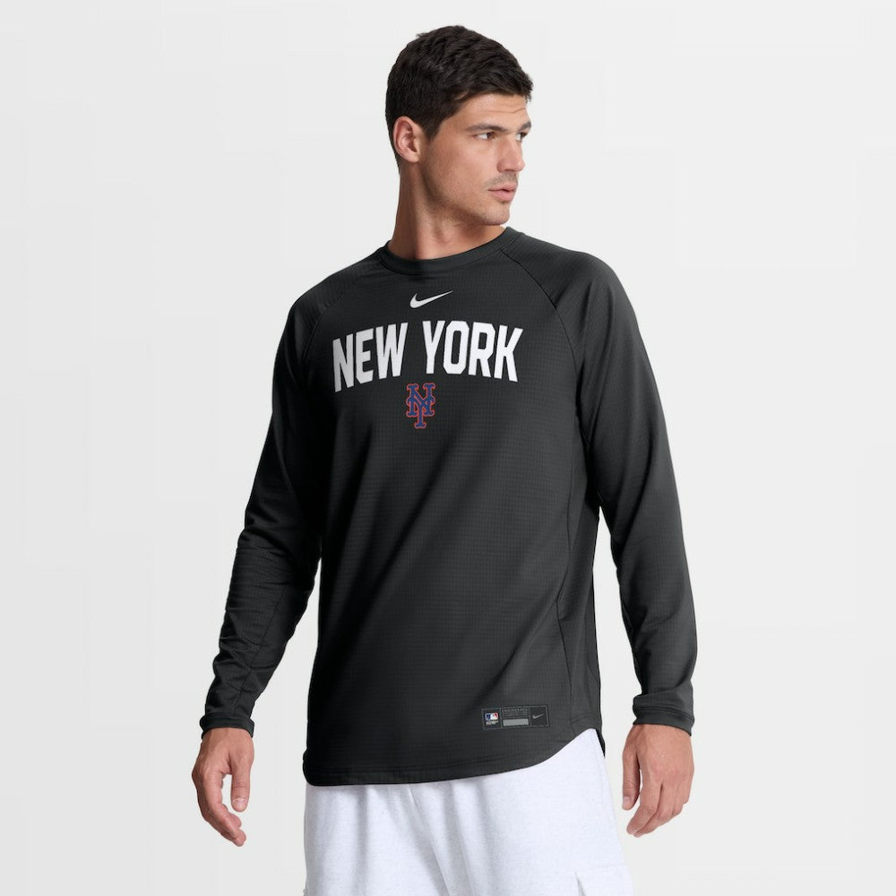 New York Mets Authentic Collection Raglan Dri-FIT Sweatshirt - Black | Nike