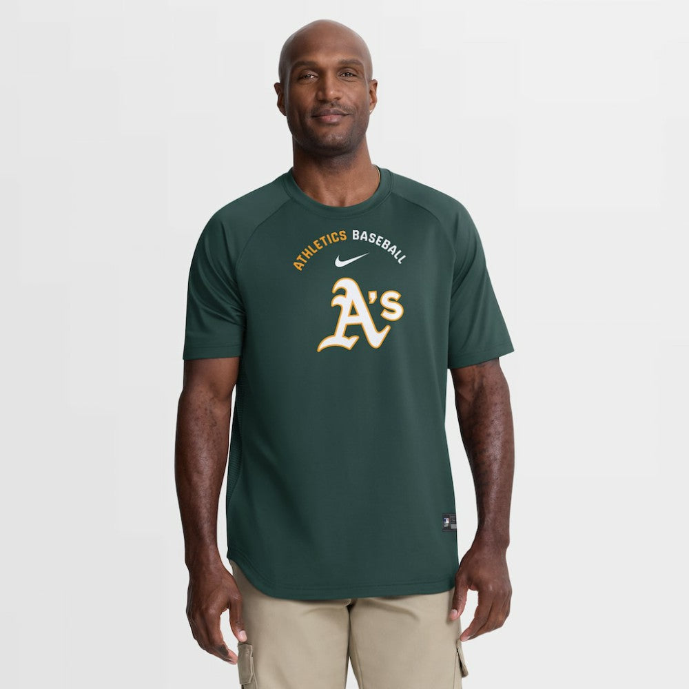 Athletics Authentic Collection Batting Practice Pre-Game Raglan Dri-FIT Top - Green | Nike