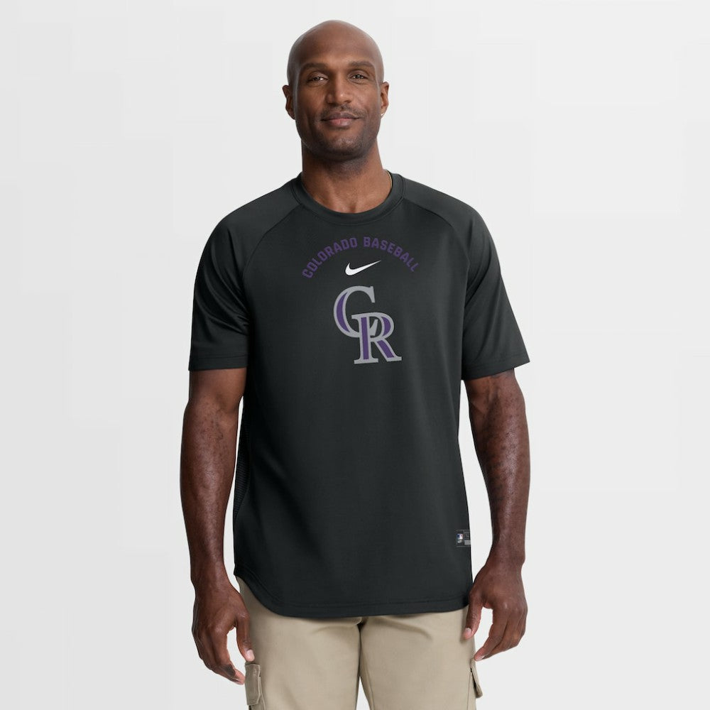 Colorado Rockies Authentic Collection Batting Practice Pre-Game Raglan Dri-FIT Top - Black | Nike