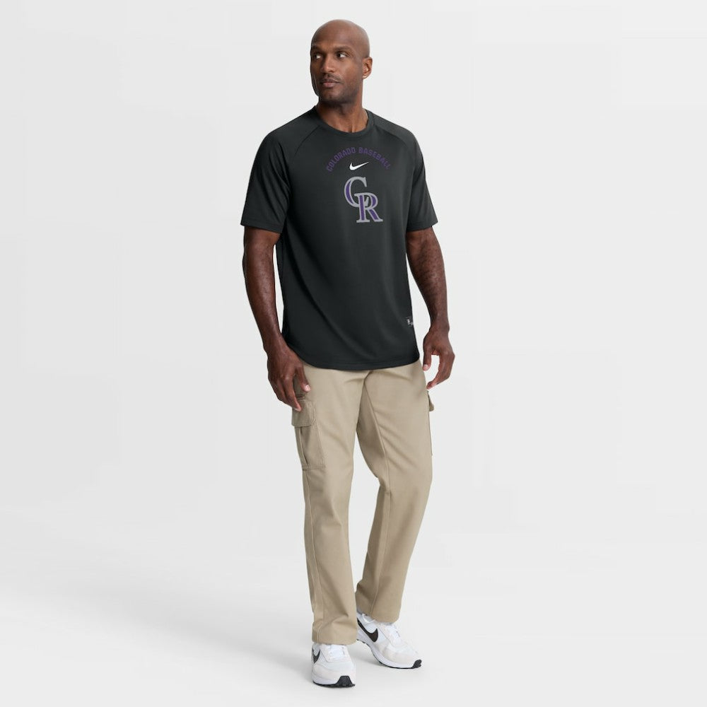 Colorado Rockies Authentic Collection Batting Practice Pre-Game Raglan Dri-FIT Top - Black | Nike